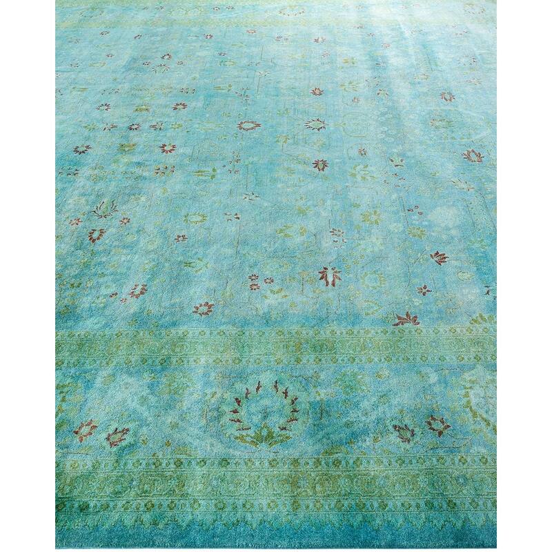 Overdyed, One-of-a-Kind Hand-Knotted Area Rug - Green - 10' 3" x 20' 4"