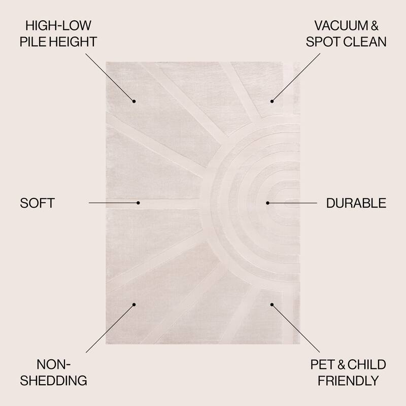 JONATHAN Y Alcina MidCentury Scandinavian Abstract Sun Two-Tone High-Low Area Rug