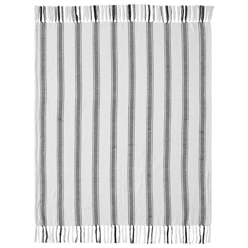 Sawyer Mill Black Ticking Stripe Woven Throw 50x60