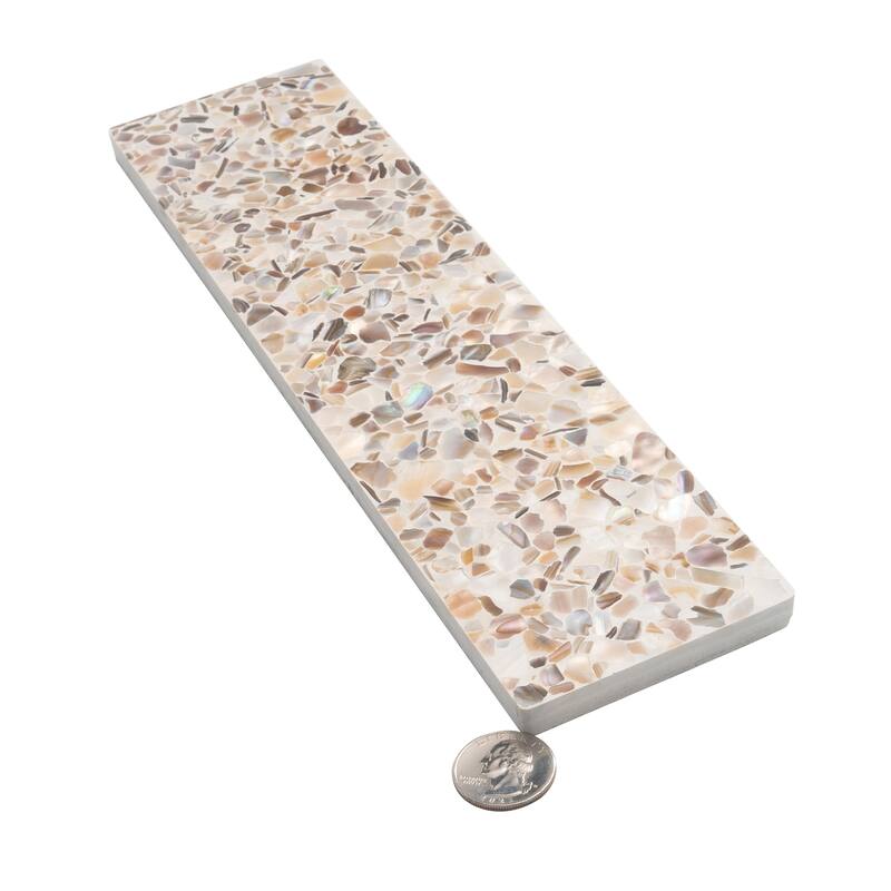 Amalfi 3x12 in. Glossy Shell, Terrazzo Elongated Subway Wall and Floor Tile (5 sq ft/case, 20-Pack)