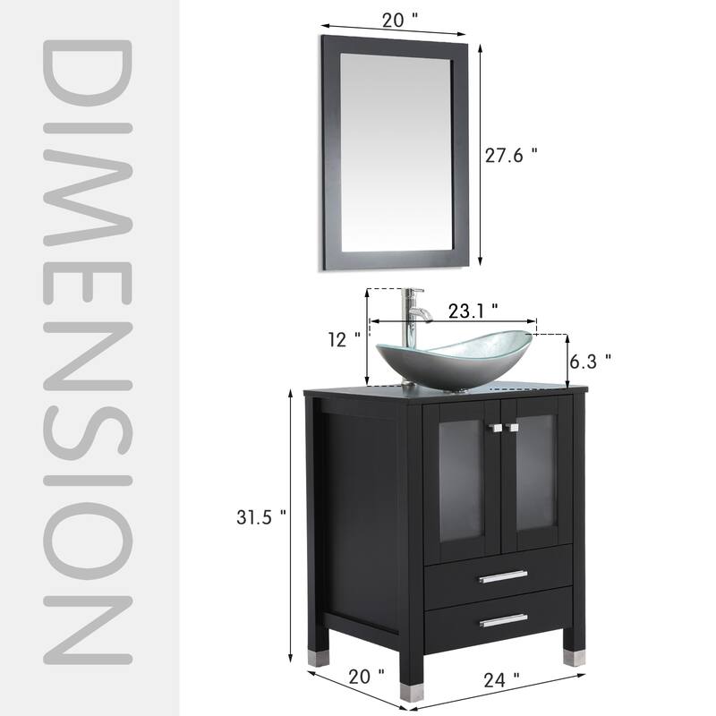 24" Bathroom Vanity with Sink Set Storage Cabinet Combo