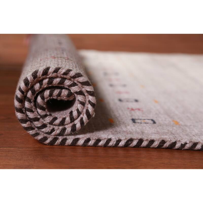 Hand Knotted Oriental 100% Wool Carpet Tribal Animal Pictorial Brown Gabbeh Area Rug - 4' 11'' X 3' 1''