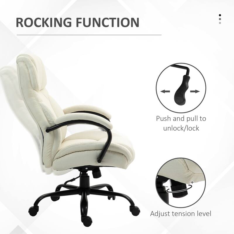 500lbs Capacity Big and Tall Office Chair with Wide Seat and Adjustable Height ,Executive Linen Finish