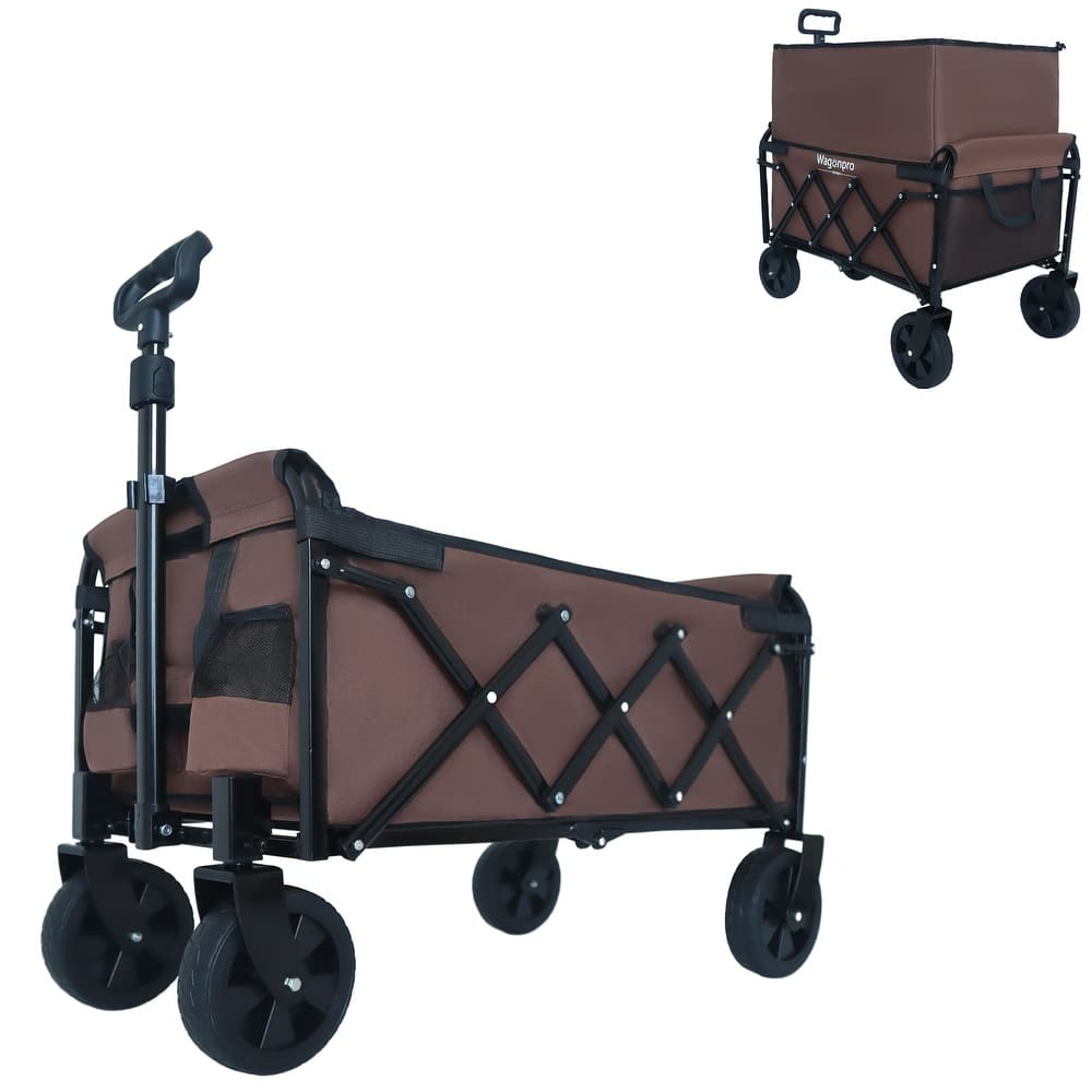 Expandable Dual-Layer Utility Wagon With 100% Extra Space - Grocery Cart For Camping,Supports 225lbs
