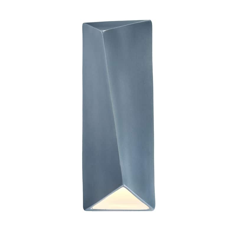Justice Design Group Ambiance Large Outdoor LED Ceramic Diagonal Rectangle Wall Sconce with Closed Top - Midnight Sky