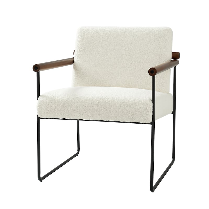 Justo Modern Accent Armchair with Metal Base and Removable Cushion By HULALA HOME