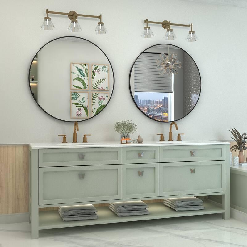 KIOTEE Full Length Round Aluminum Alloy Framed French Cleat Mounted Wall Decor Bathroom Vanity Mirror with 5-Year Warranty