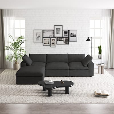 Commix Down Filled Sectional Sofa L-shape 4 Piece Modular Couch with Storage Ottoman