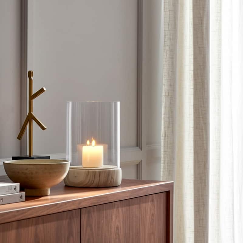 Marble Glass Hurricane Lantern Valencia Style Home Decor - 10" Ivory - 6" x 6" x 9.75" - Ivory - 6" x 6" x 9.75"