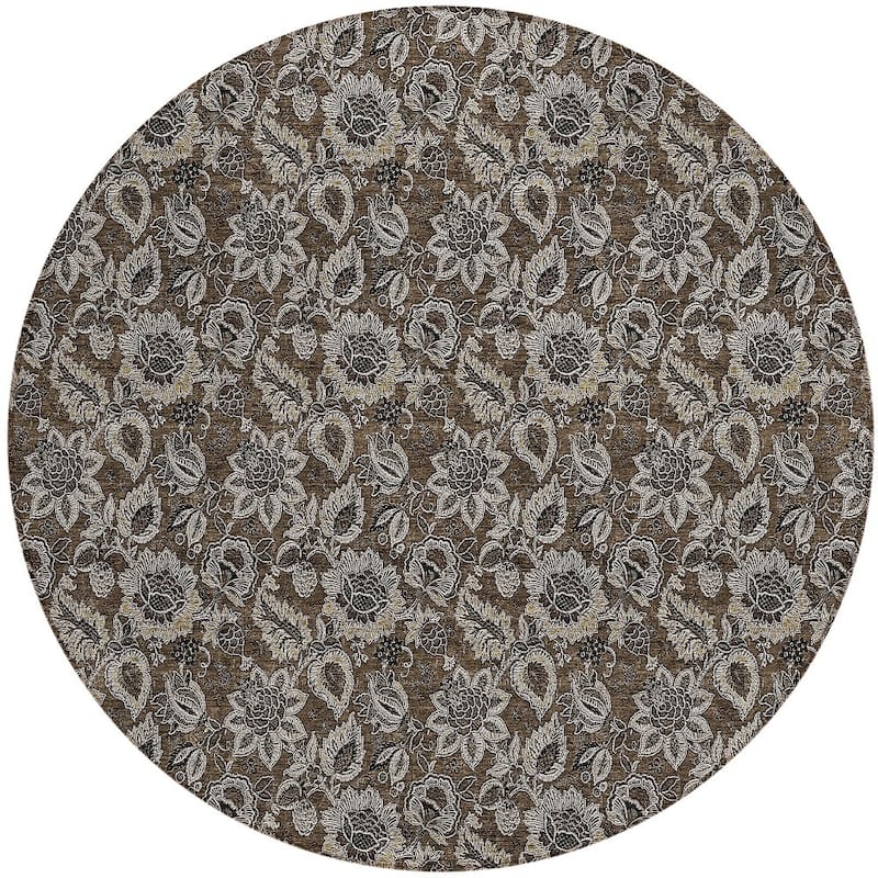 HomeRoots Floral Transitional Rectangle Outdoor Rug