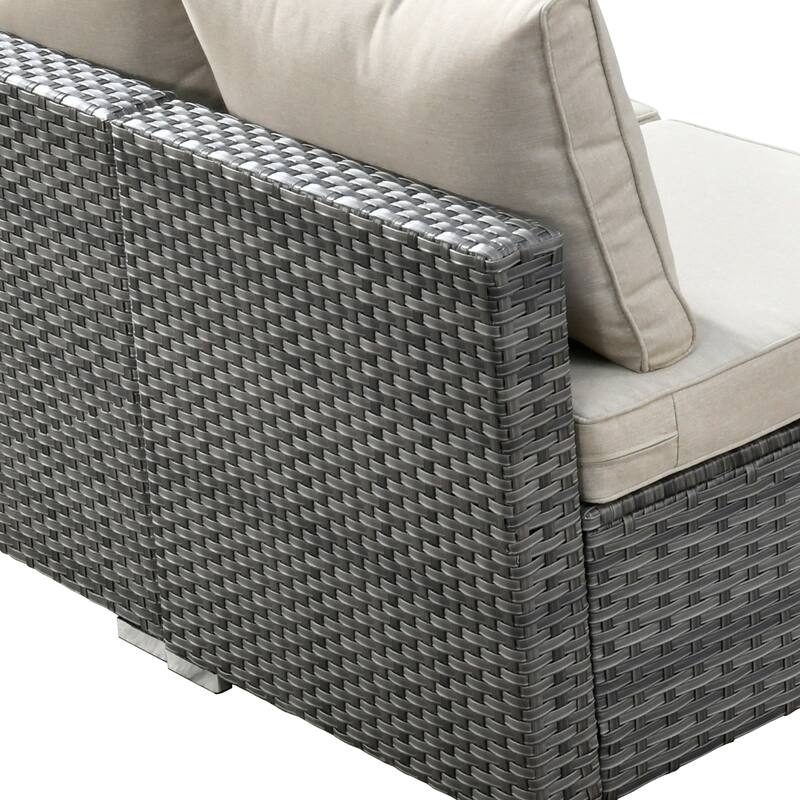 HOOOWOOO 9-piece Grey Wicker Patio Outdoor Sectional Set with Swivel Rocking Chair