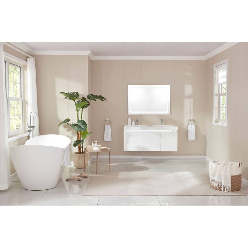 Vanity Art 71" Freestanding Acrylic Soaking Bathtub with Slotted Overflow & Pop-up Drain with Air Bath Option Available
