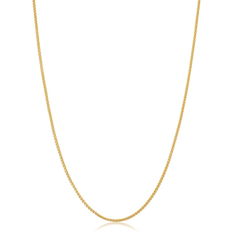 14k Yellow Gold Filled 1.2 mm Round Wheat Chain Necklace for Women (14 - 30 inches)