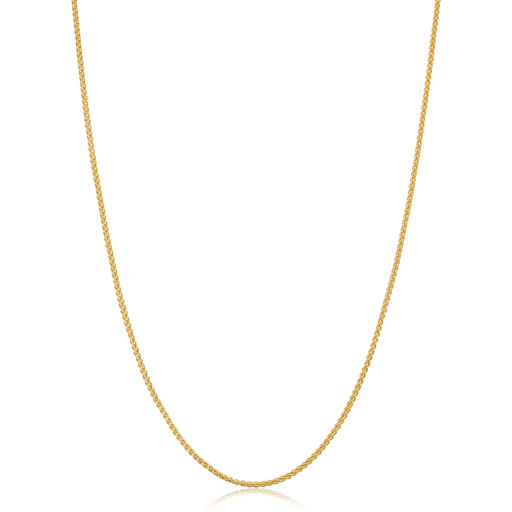 14k Yellow Gold Filled 1.2 mm Round Wheat Chain Necklace for Women (14 - 30 inches)