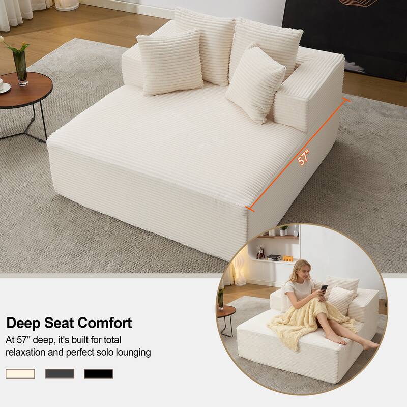 54" W Oversized Chaise Lounge Sofa Couch