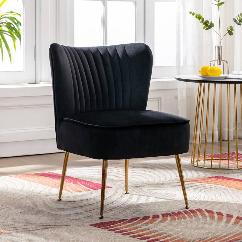 Haven Contemporary Velvet Upholstered Accent Chair - Black