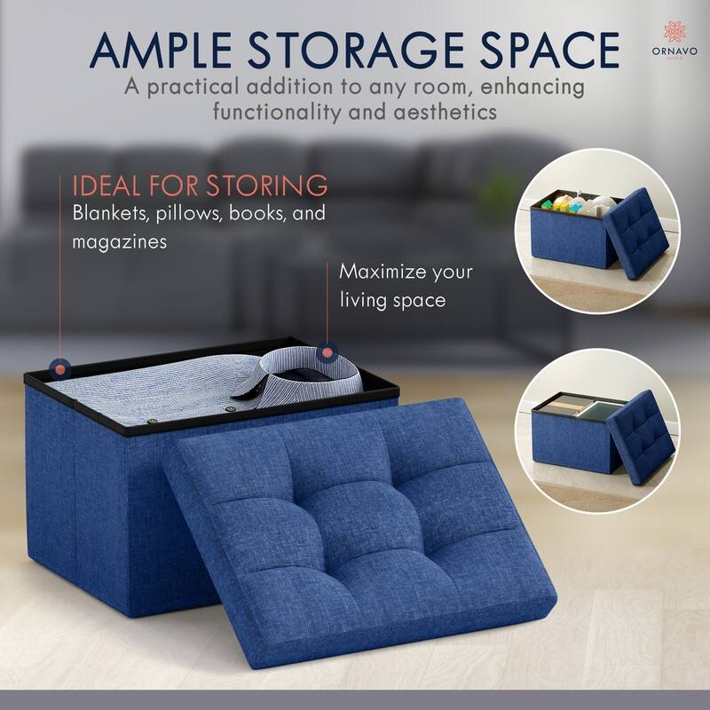 2 Pack Small Rectangle Foldable Storage Ottoman