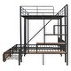 preview thumbnail 12 of 13, Stairway Full Over Twin Triple Bunk Bed with Storage Drawers, Metal Structure Bedframe w/Safety Guardrails, Save Space, Black