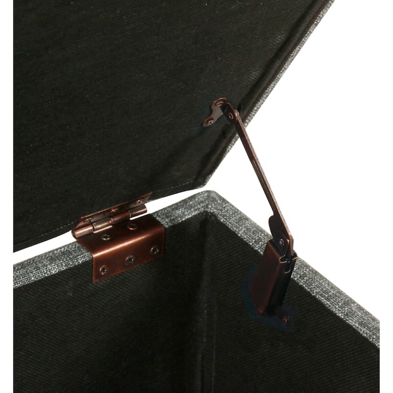 Leo Square Storage Ottoman, Textured Slate Gray, Dark Brown, 32 Inch