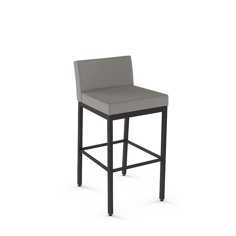 Amisco Fairfield Counter Stool - Warm Grey Faux Leather / Dark Brown Metal