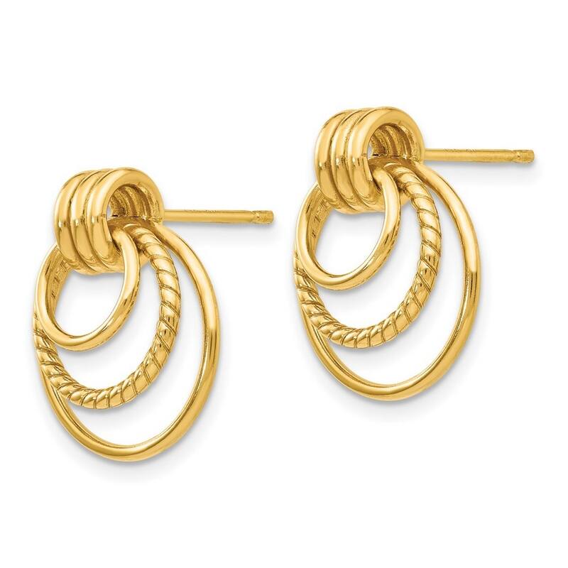 Curata 10k Yellow Gold Polished and Twisted Post Earrings - 17x15mm