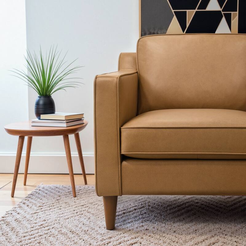 Madeline Mid-Century Modern Style Buffalo Leather Lounge Chair