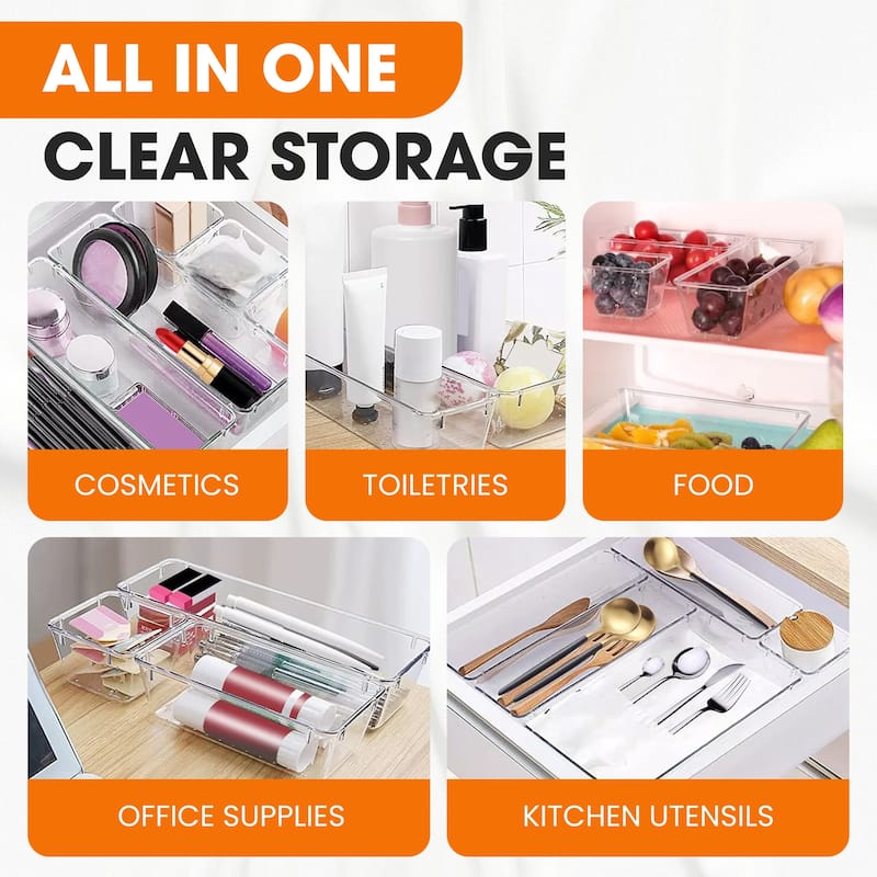 Cheer Collection 25 Piece Clear Plastic Drawer Organizer Set - 25 pcs
