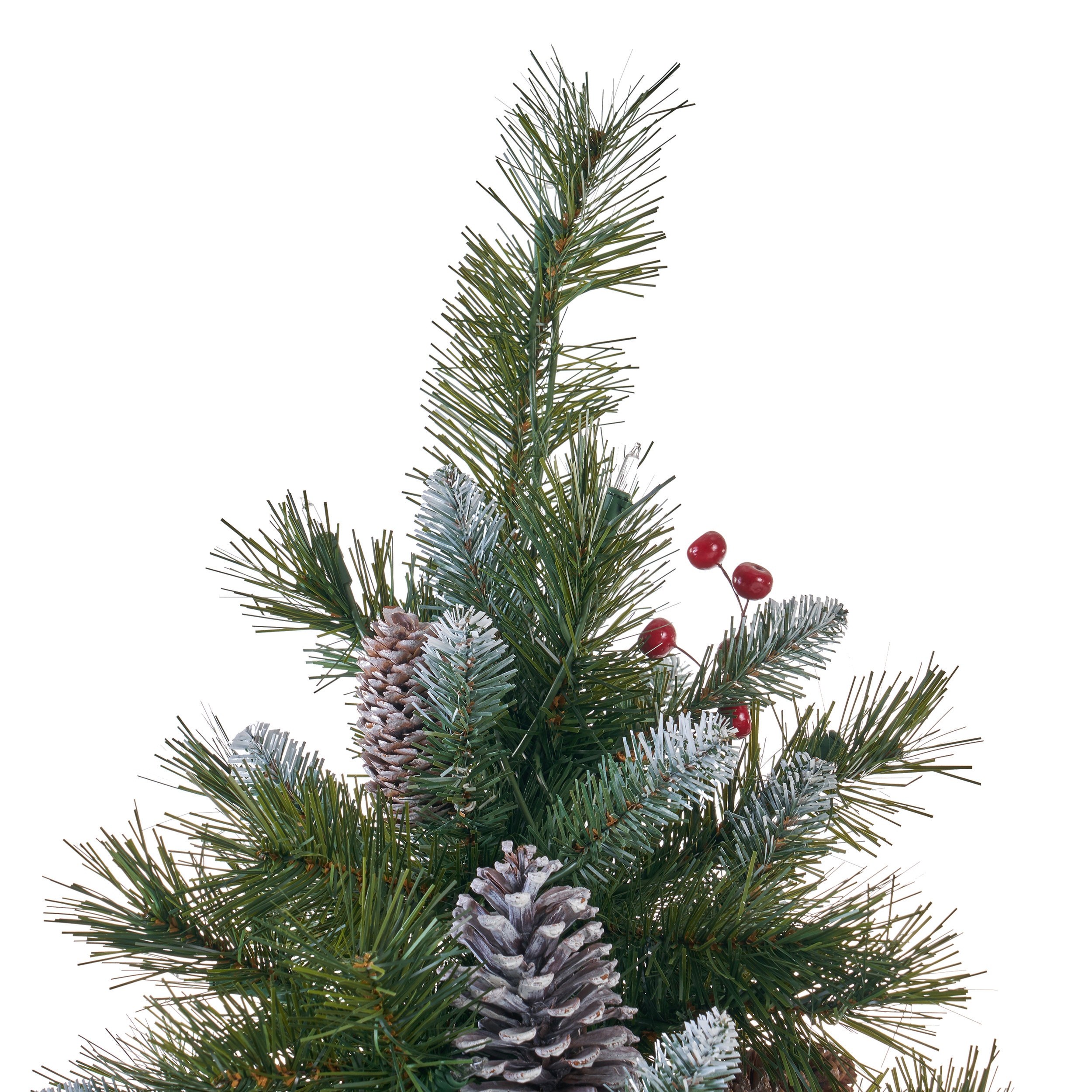 7ft Mixed Frosted Hinged Tree with 52 Frosted Pine Cones and