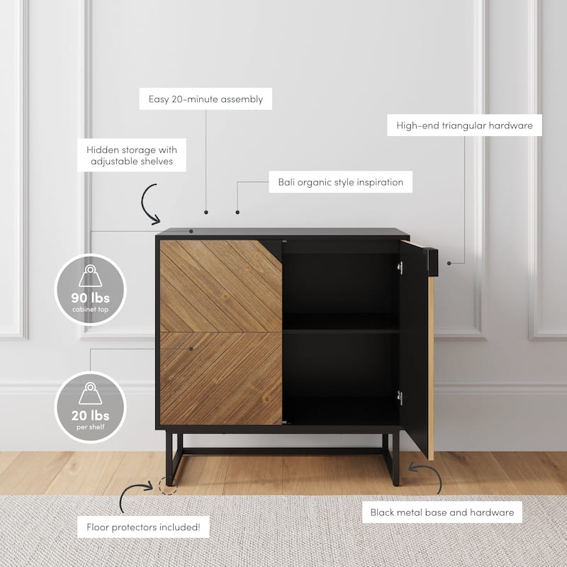 Nathan James Enloe Rustic Doors Metal Base Free Standing Modern Storage Cabinet for Entryway