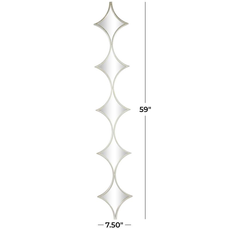 Metal Slim Stacked Chain 5 Layer Wall Mirror with Various Pattern and Foil Detailing - Silver, Gold, or Black