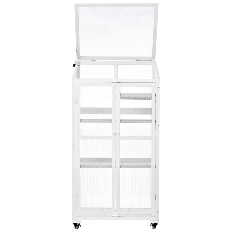 62" Portable Cold Frame Greenhouse with Wheels & Adjustable Shelves