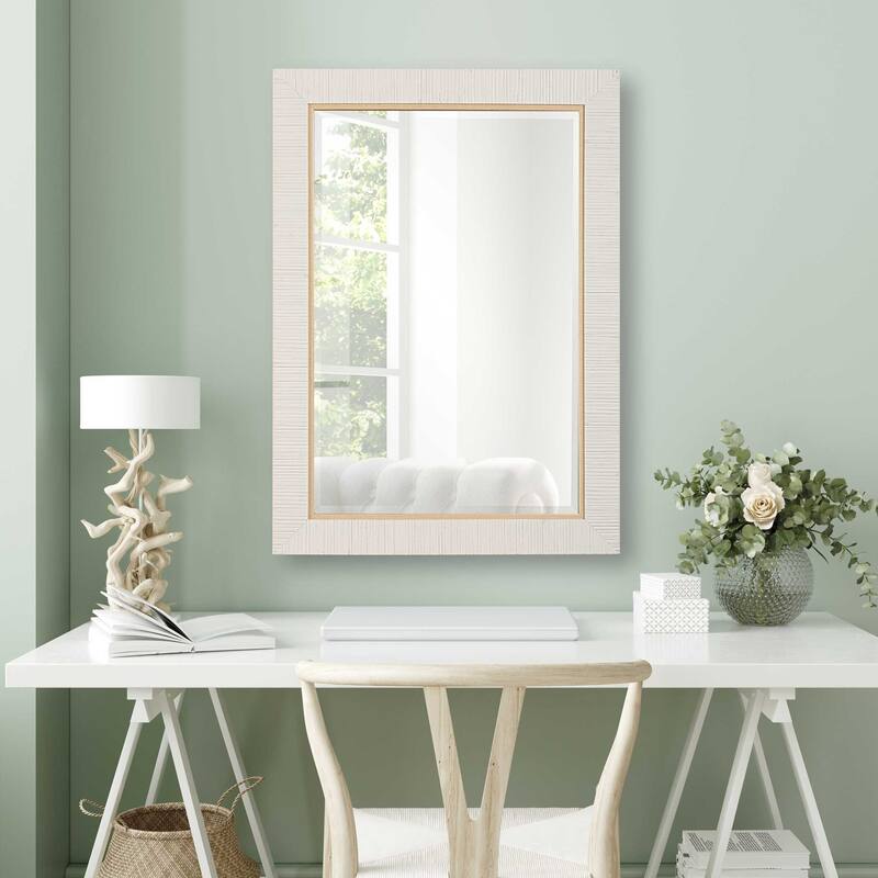 Copper Grove Faux Rattan White Mirror