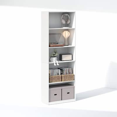 Furinno GEHRY 5-Tier Media Storage, CD DVD Media Tower, with Adjustable Shelves, for Living Room, Home Office