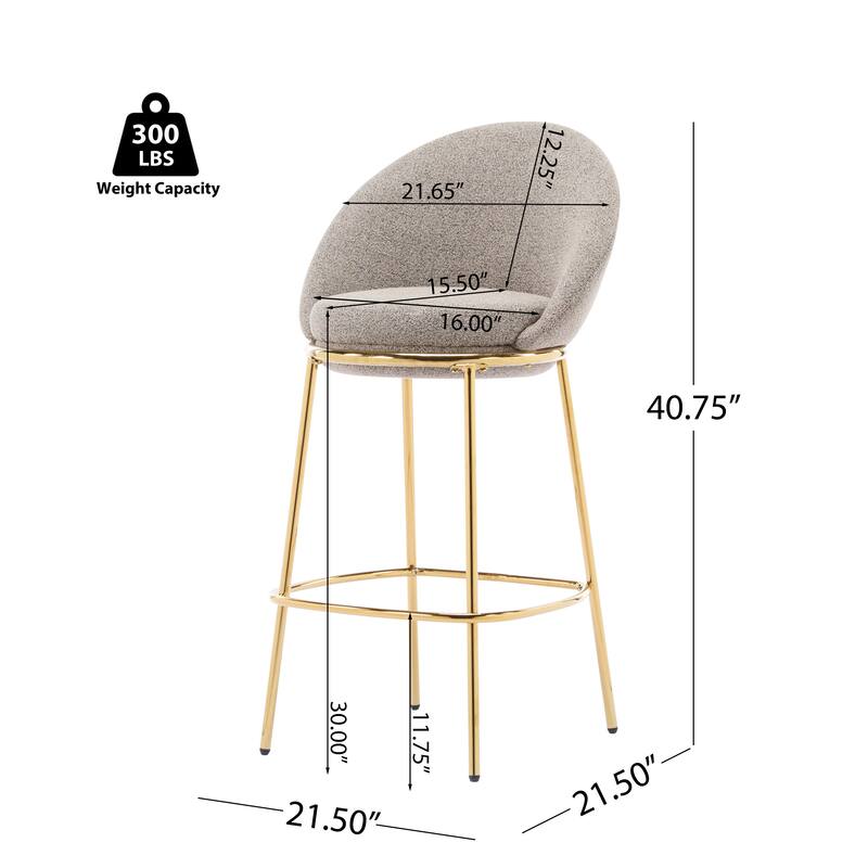 Upholstered Bar Stool Side Chair Set of 2