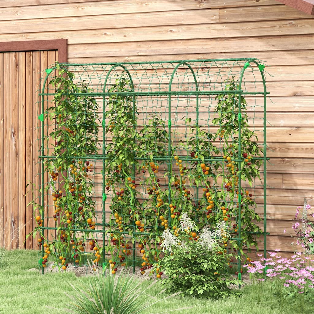 Outsunny Cucumber Trellis, 6' Tall Arch Trellis for Climbing Plants Outdoor, A-Frame