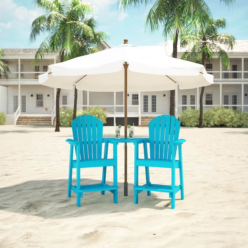 Lesly Double Barstools plus a Connecting Board in Cyan - 81.48"D×31.00"W×47.24"H - Cyan