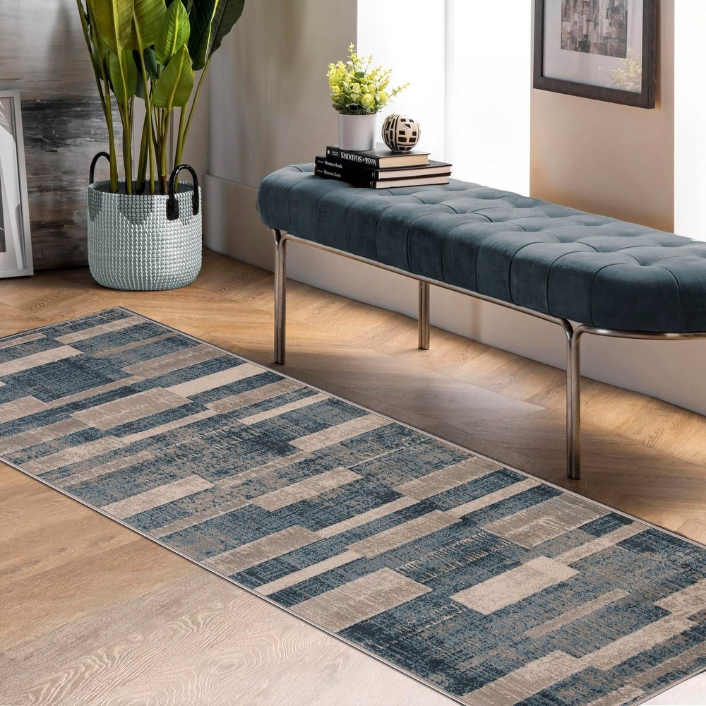 Modern Farmhouse Wide Striped Indoor Runner or Area Rug by Superior