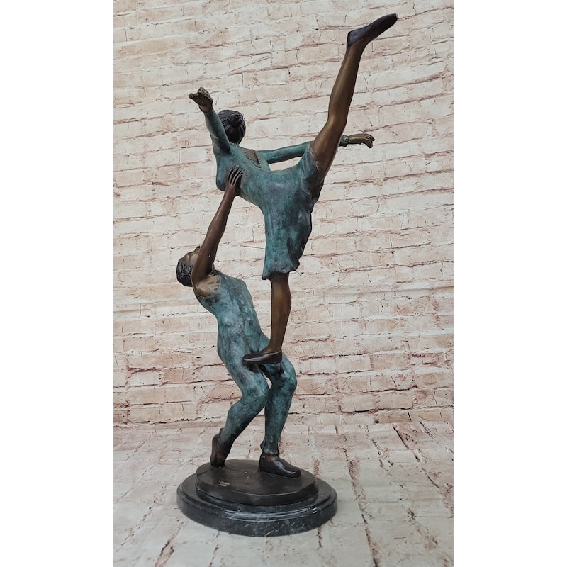 Pas De Deux Elegant Ballet Dancers Bronze Sculpture On Marble Base