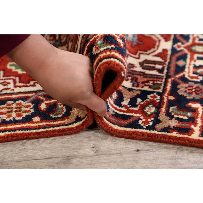 Rust Geometric Heriz Oriental Wool Area Rug Handmade Home Decor Carpet - 2'0" x 3'0"