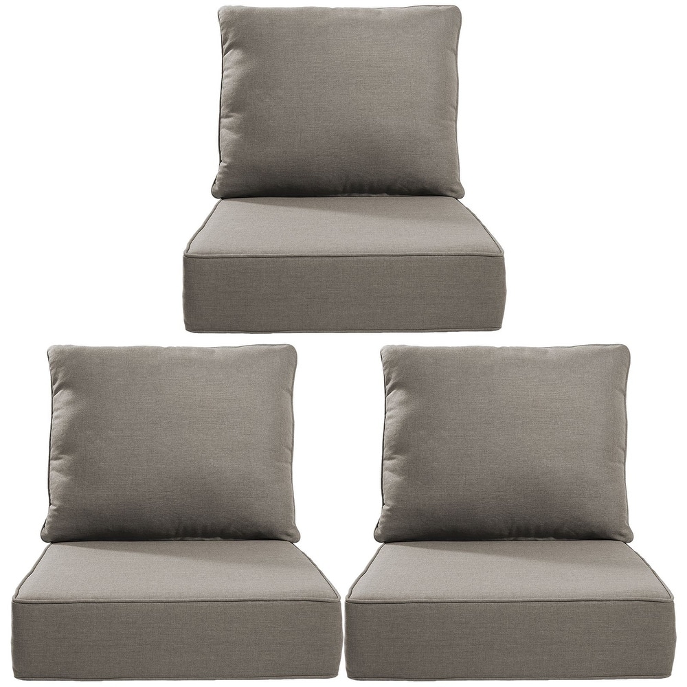 Gymojoy 24"x24"x6" Thick Cushions & Pillows Set - Deep Seat Indoor/Outdoor Water & Fade Resistant
