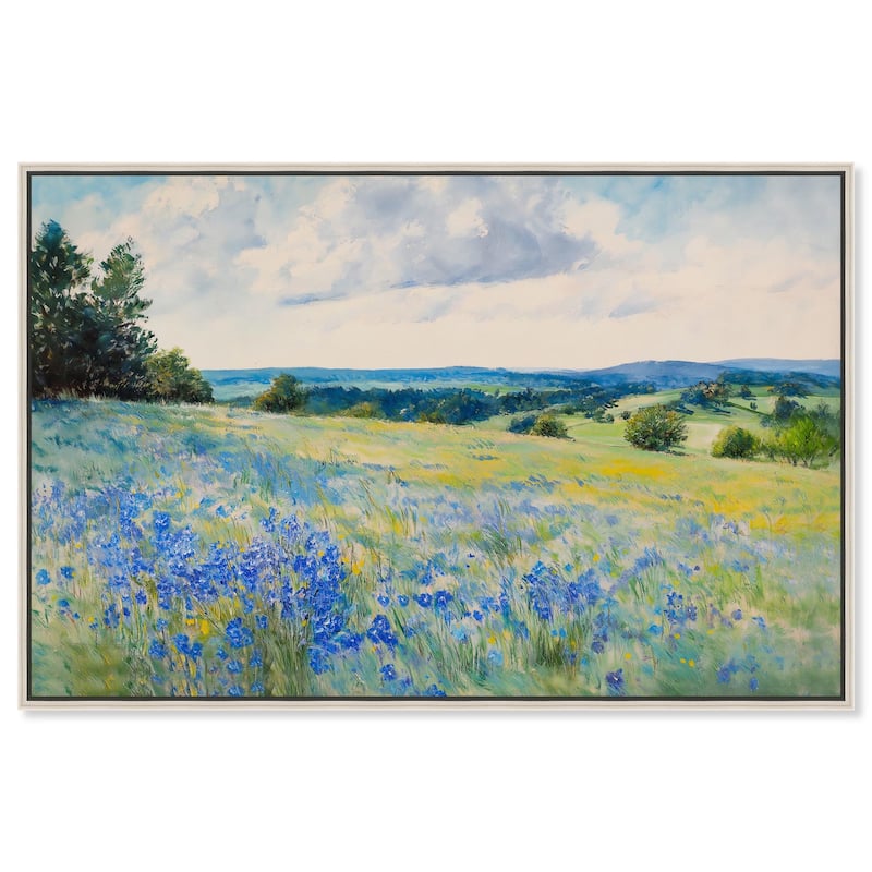Sky Over Blue Fields Canvas by Art Remedy - 15" x 10" - Silver