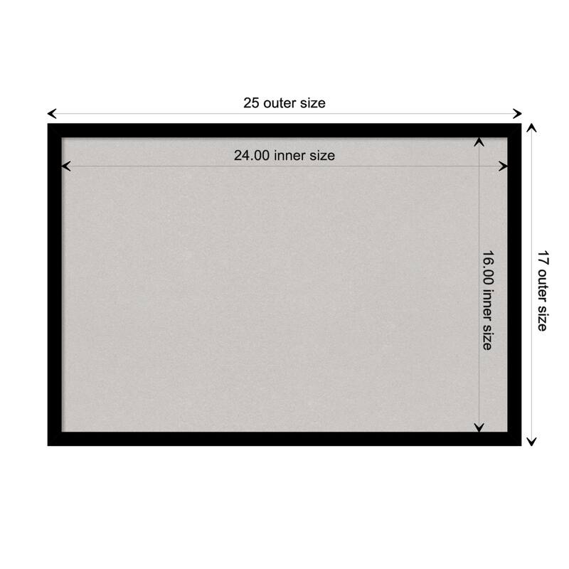 Black Gallery Deep Wood Framed Grey Corkboard Bulletin Board - Board Size 24x16