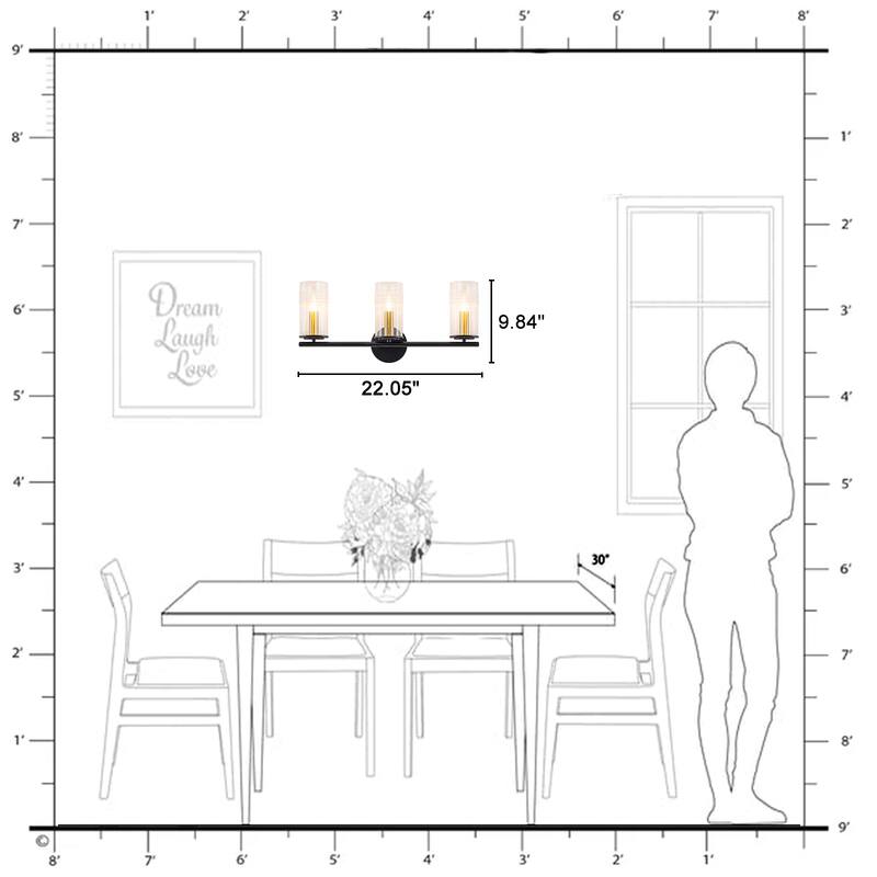 3-Light Industrial Wall Sconce with Clear Cylindrical Glass Shade