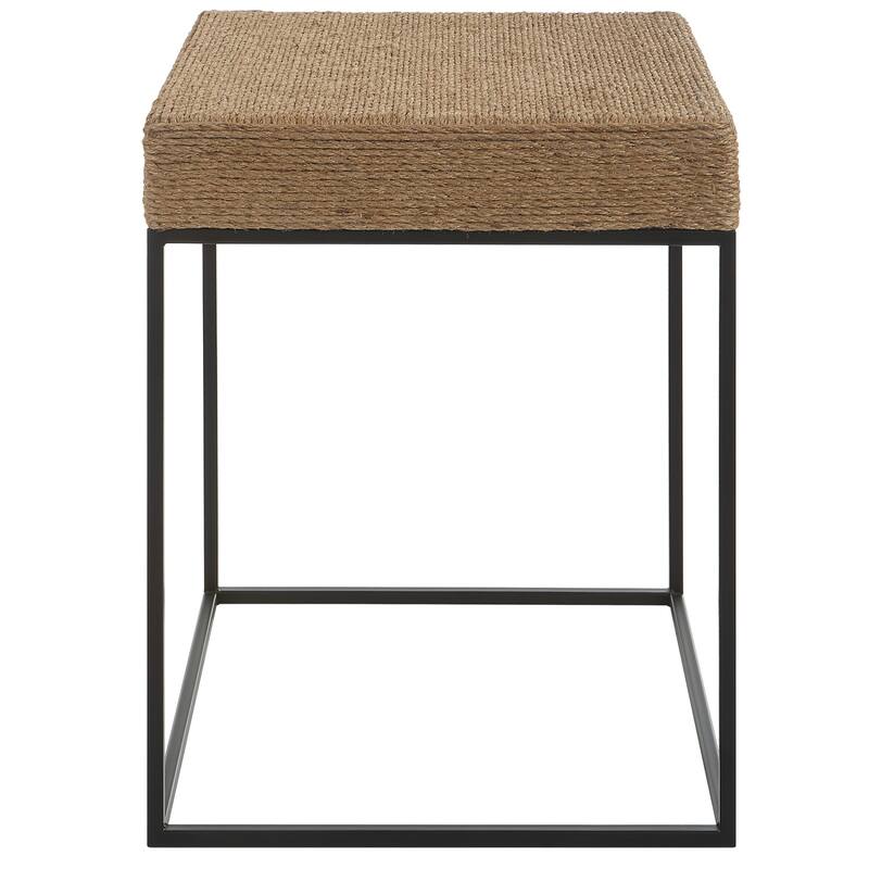 Uttermost 22884 18" Wide Square Iron, MDF, and Rope End Table - Brown