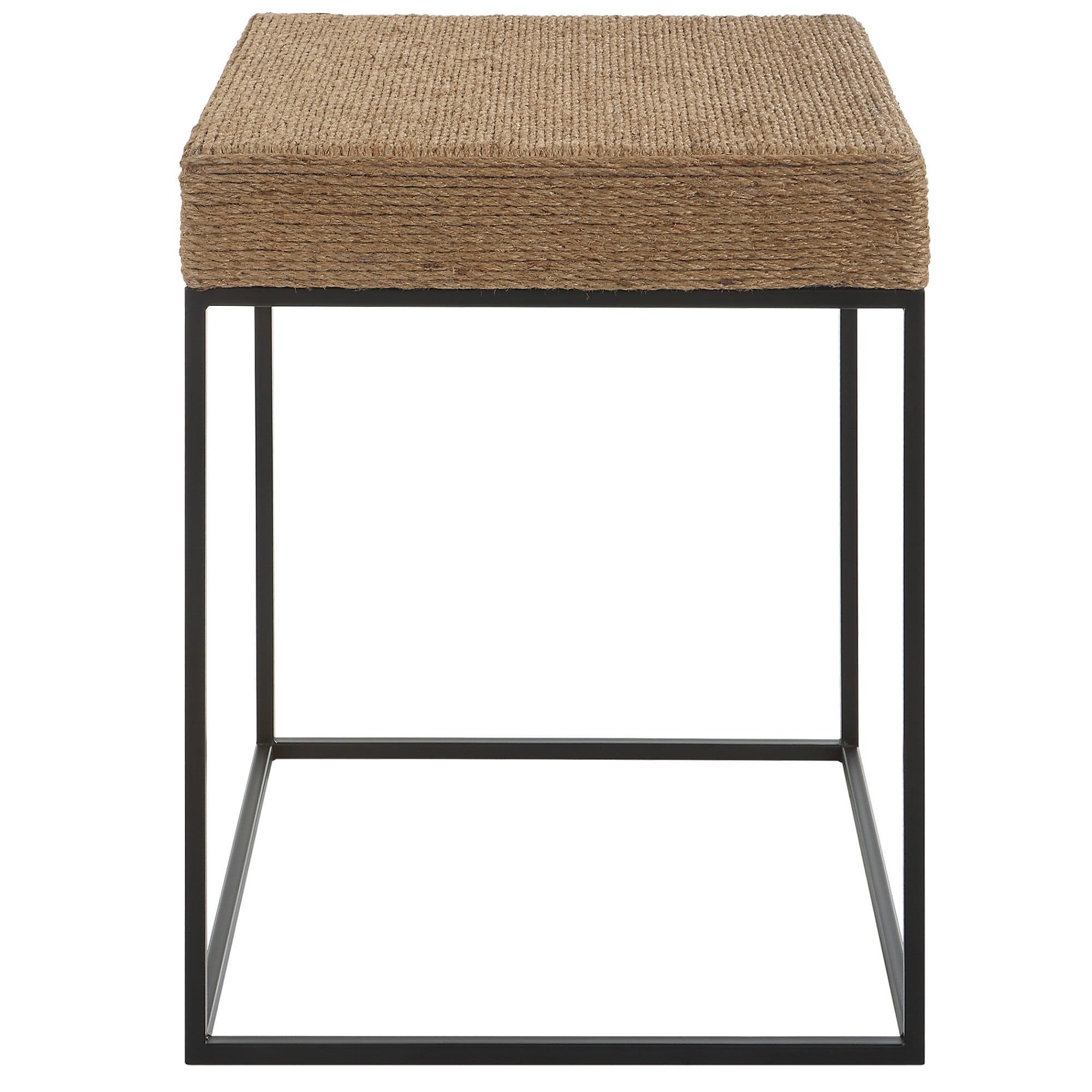 Uttermost 22884 18" Wide Square Iron, MDF, and Rope End Table