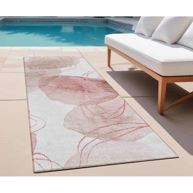 Alvaz Modern Art-Inspired Weather Resistant Trendy Modern Outdoor Rug - 8' Runner - Multi