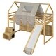 preview thumbnail 3 of 15, Twin size Wooden Loft Bed House-shaped Frame with a Tent