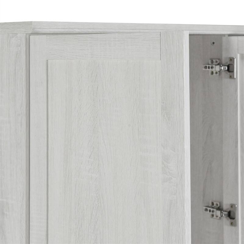 4 Door Wardrobe Bedroom Closet with 3 Storage Drawers, Solid Wood Armoire Clothes Organizer with Hanging Rods & Storage Shelves