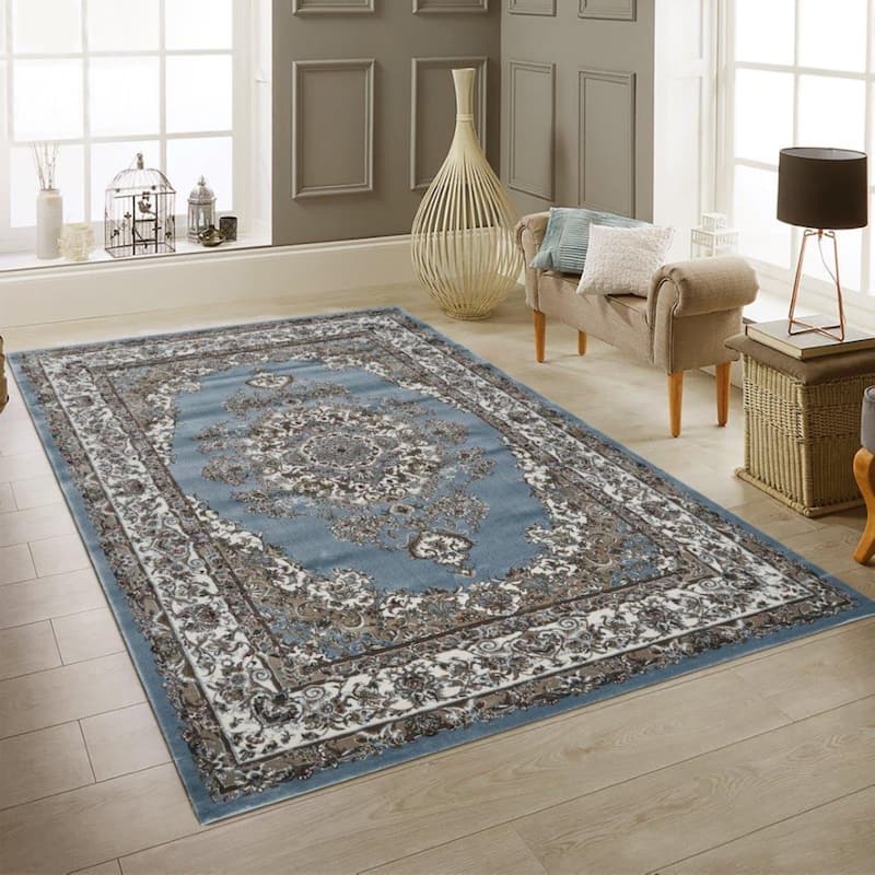 Master Collection Blue Abstract Transitional Area Rug