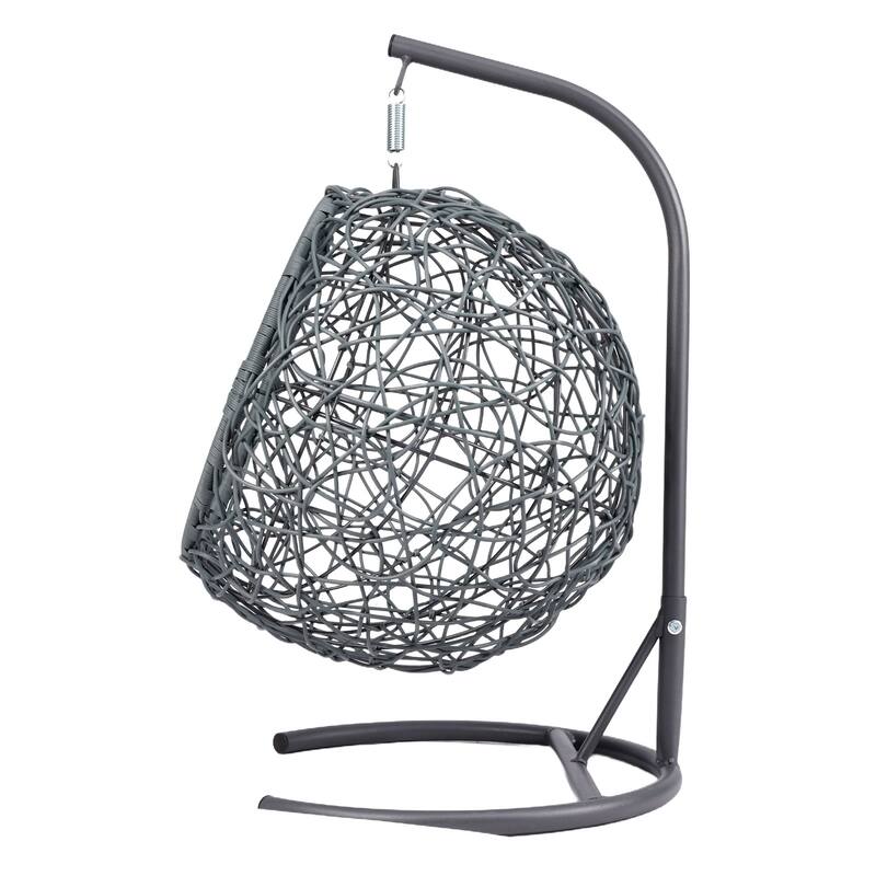 Cat Swing Bed with Stand & Cushion, Cat Egg Chair with Rattan Appearance, Indoor Hanging Swinging Cat Bed for Cats
